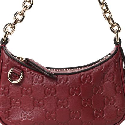 Gucci GG Calfskin Embossed Emblem Mini Shoulder Bag Rosso Ancora 8 of 10