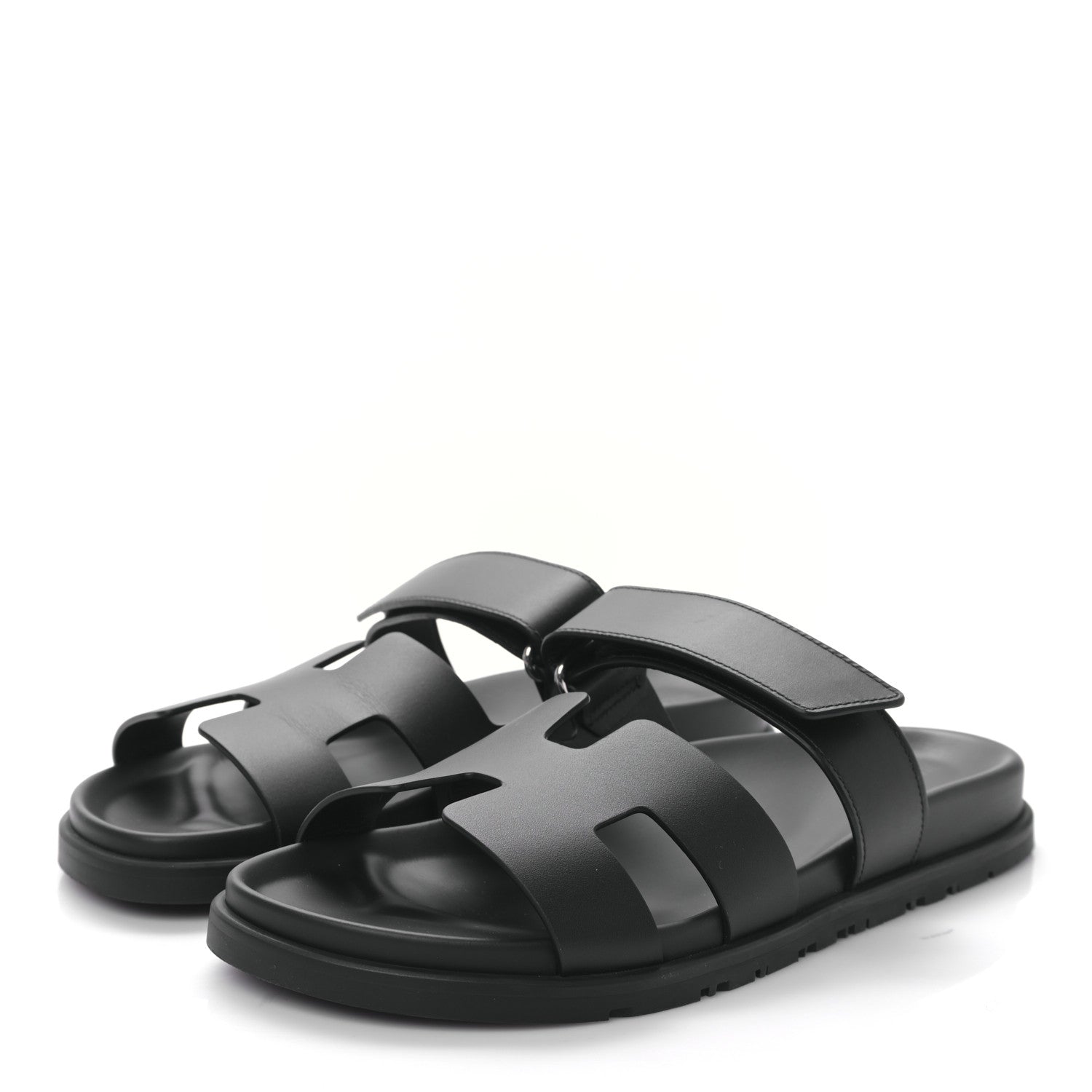Hermes Calfskin Womens Chypre Sandals 40.5 Black 3 of 8