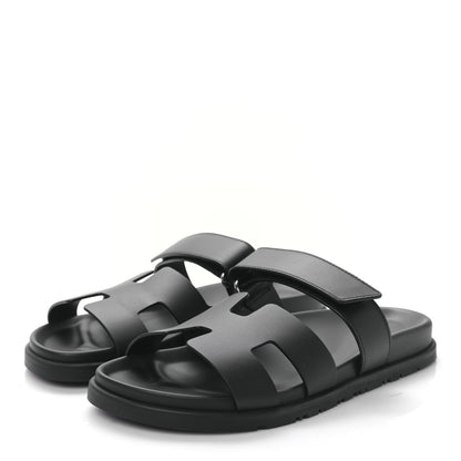 Hermes Calfskin Womens Chypre Sandals 40.5 Black 3 of 8
