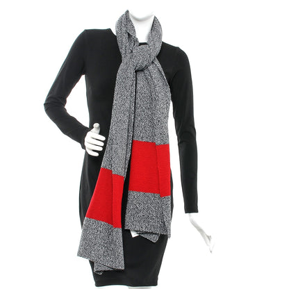 Chanel Cashmere CC Stole Grey Red 2 of 6