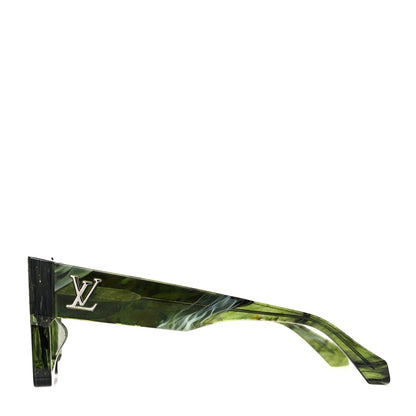 Louis Vuitton Acetate Marble Effect Swarovski Cyclone Sunglasses Z1552W Green 3 of 8