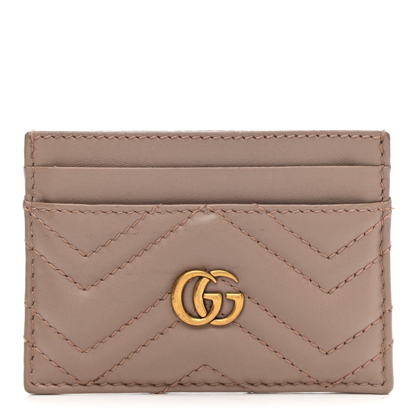 Calfskin Matelasse GG Marmont Card Holder Porcelain Rose