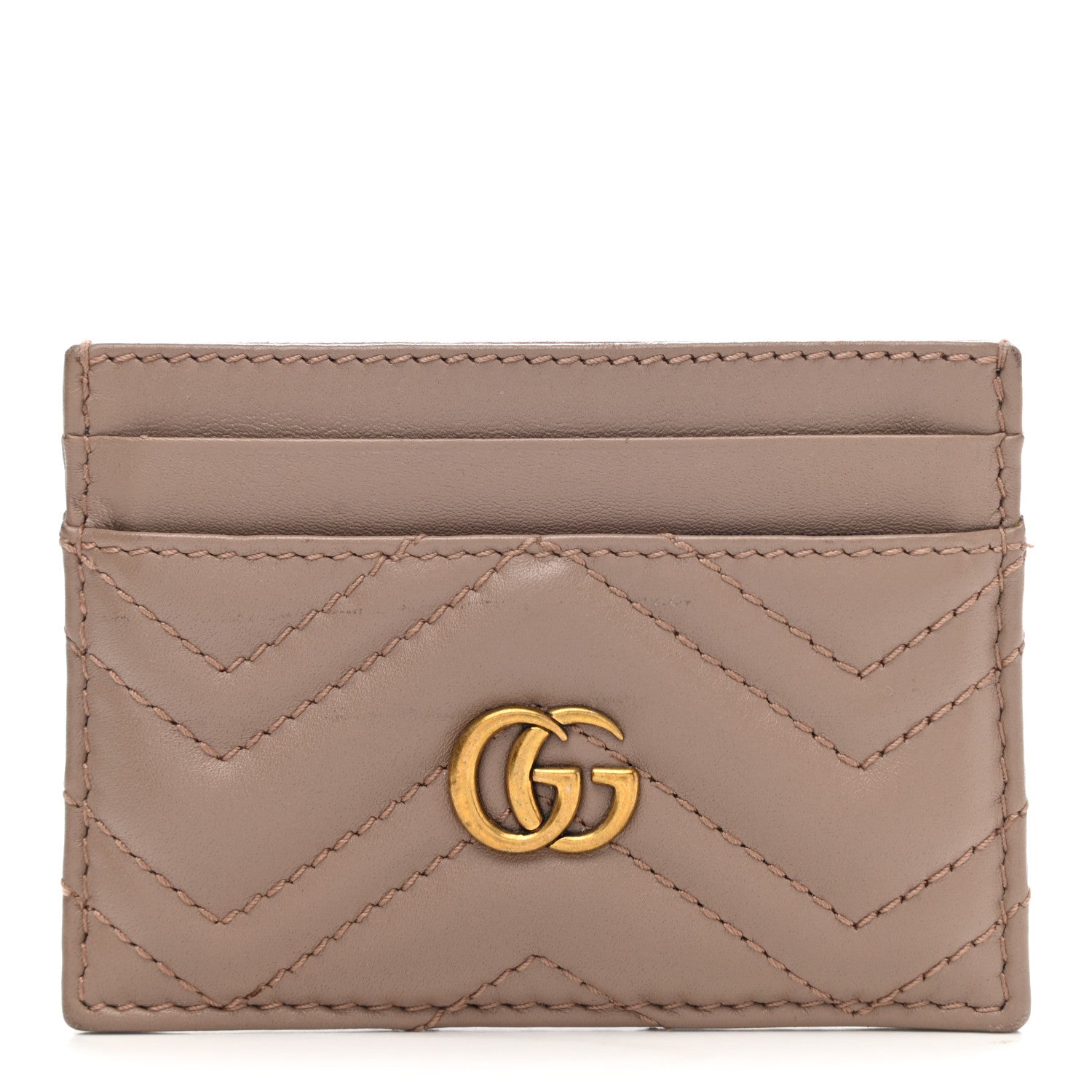 Gucci Calfskin Matelasse GG Marmont Card Holder Porcelain Rose 1 of 8