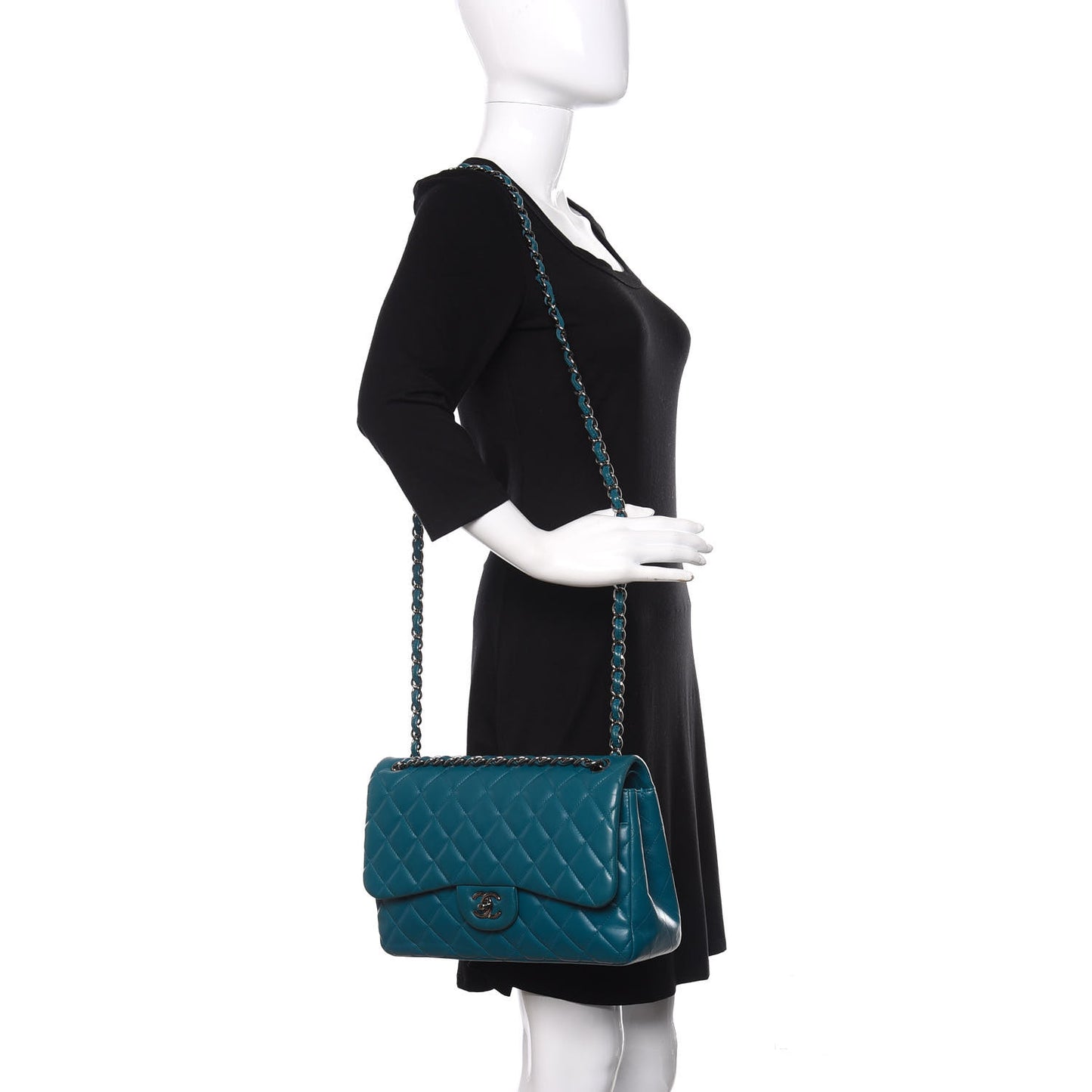 Lambskin Quilted Jumbo Double Flap Blue