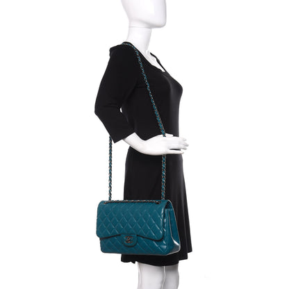 Chanel Lambskin Quilted Jumbo Double Flap Blue 2 of 12