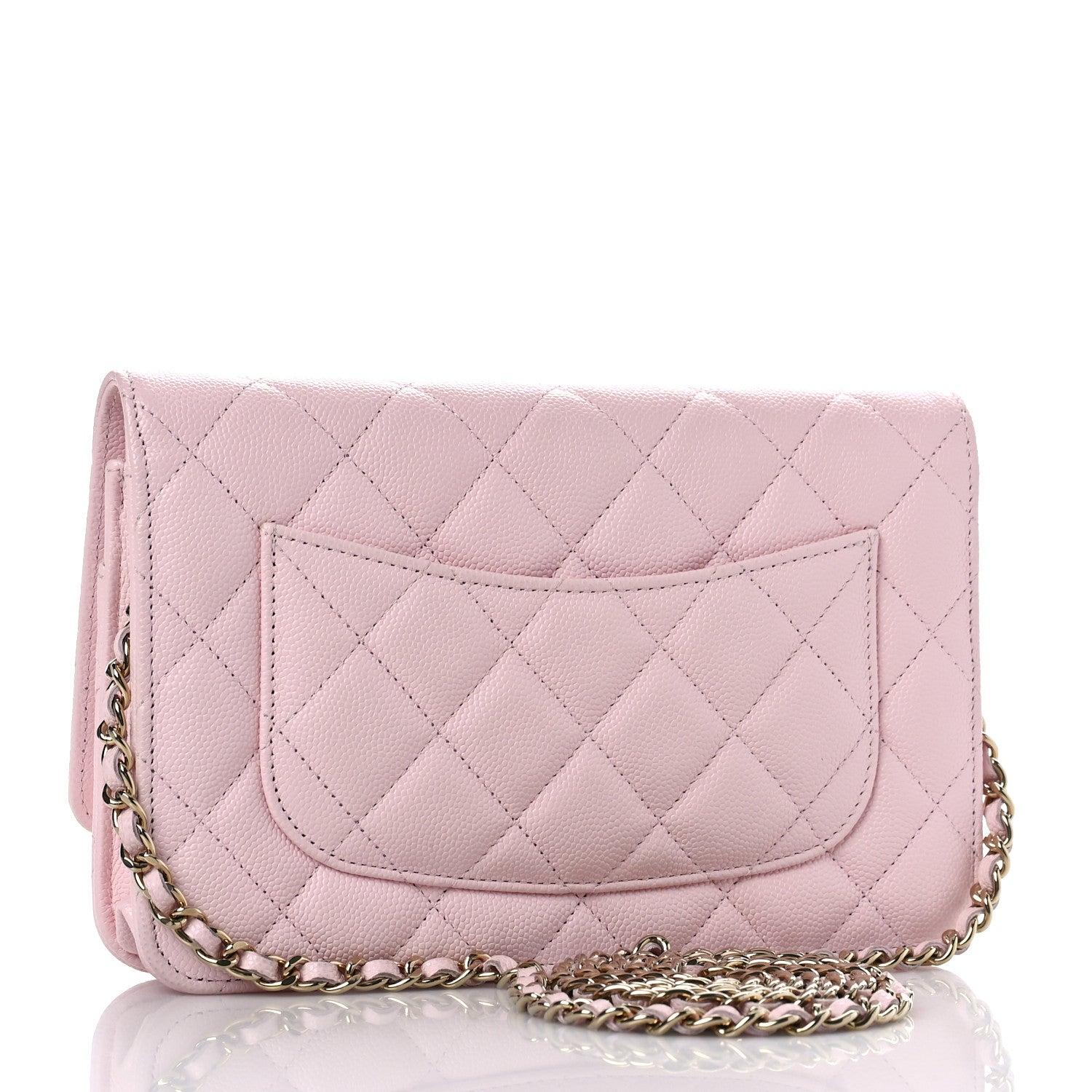 Chanel Caviar Quilted Wallet on Chain WOC Light Pink 3 of 10