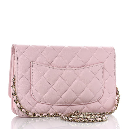 Chanel Caviar Quilted Wallet on Chain WOC Light Pink 3 of 10