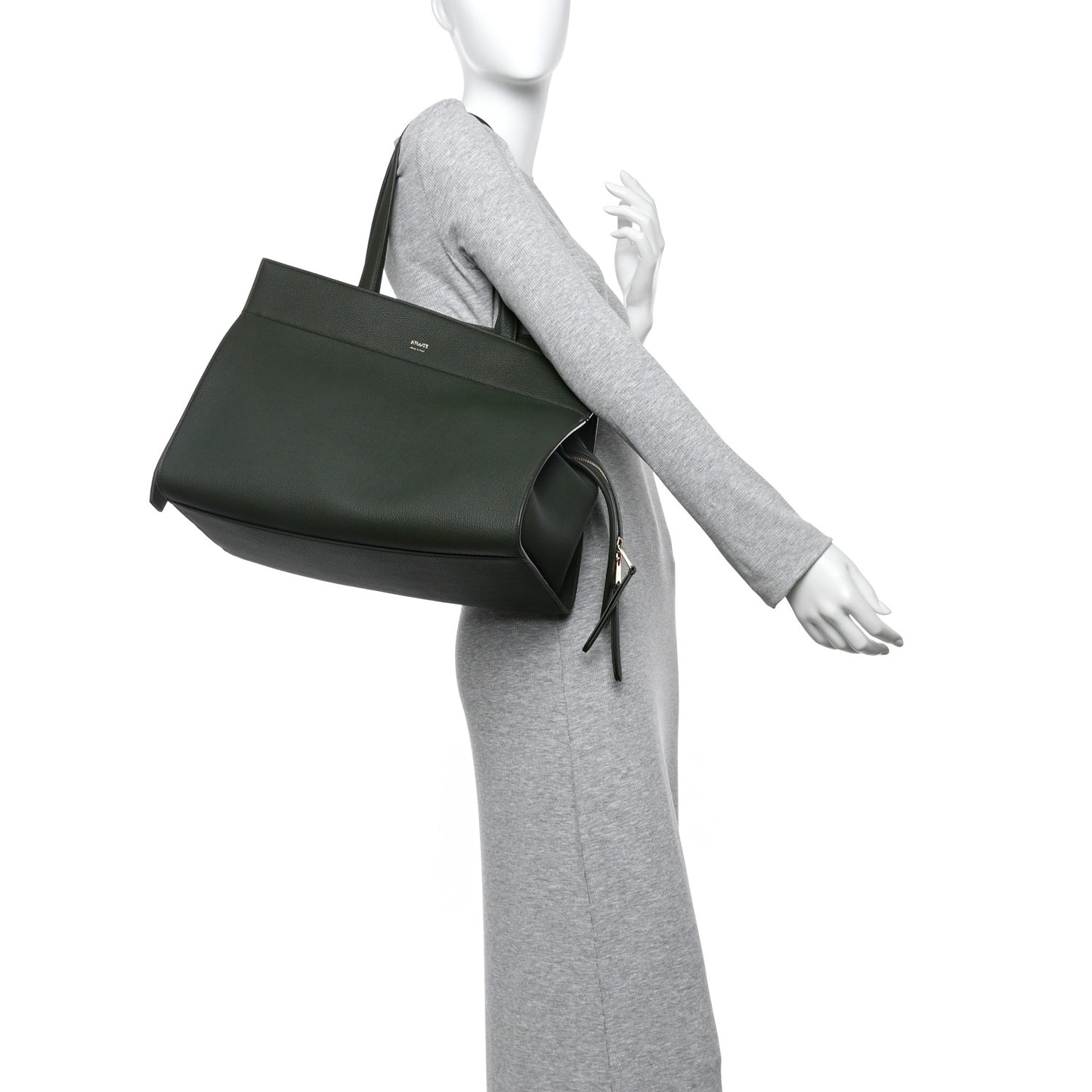Pebbled Calfskin Crosby Tote Bottle Green