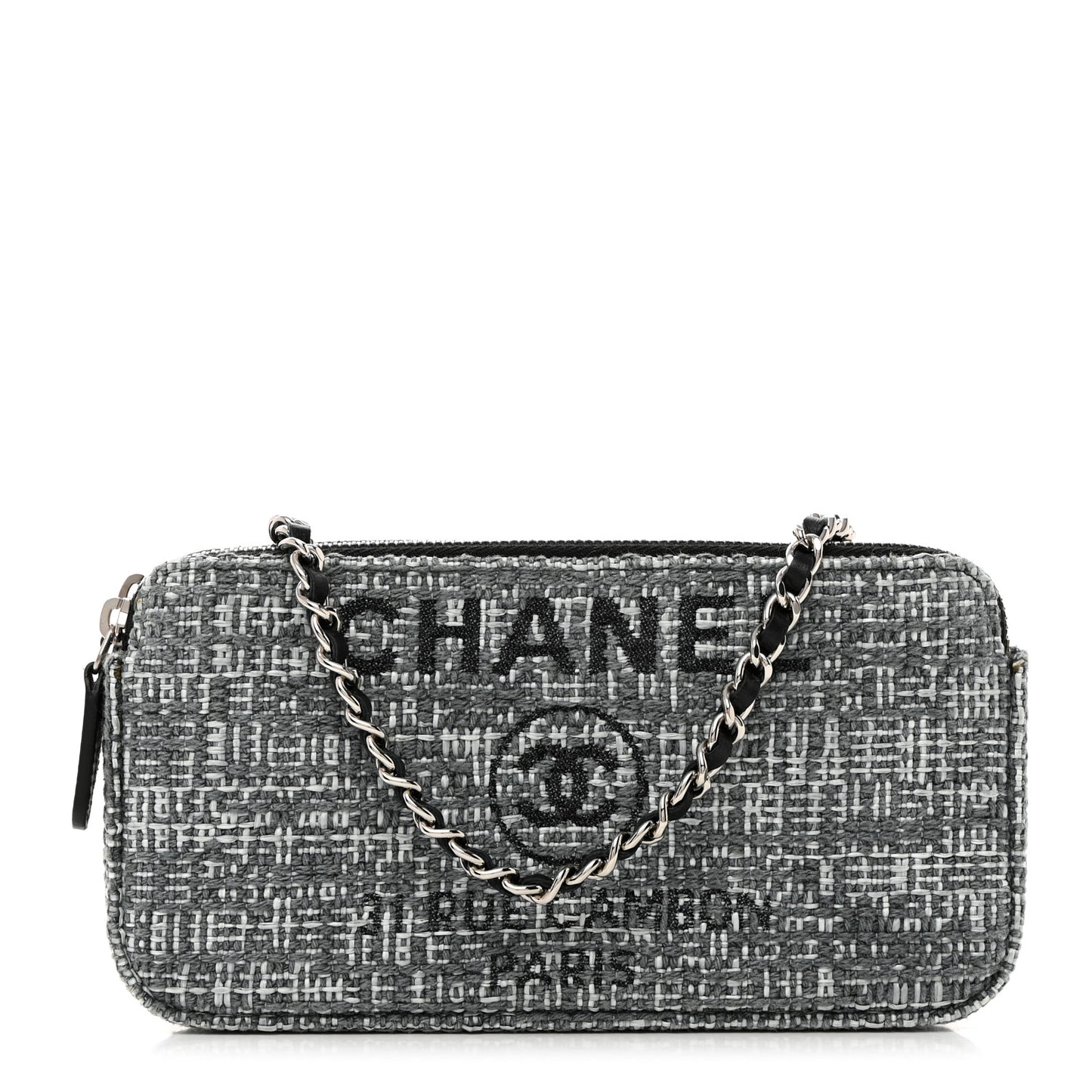Canvas Small Deauville Clutch With Chain Charcoal