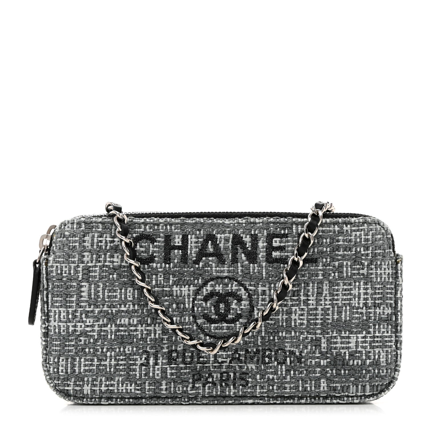 Chanel Canvas Small Deauville Clutch With Chain Charcoal 1 of 13