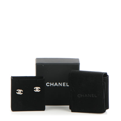 Chanel Crystal Timeless CC Earrings Silver 4 of 5
