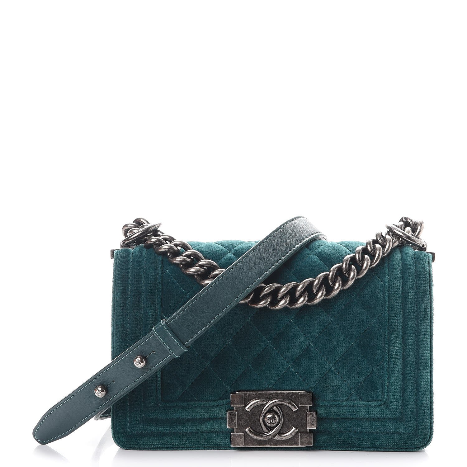 Chanel Velvet Quilted Small Boy Flap Turquoise 1 of 9