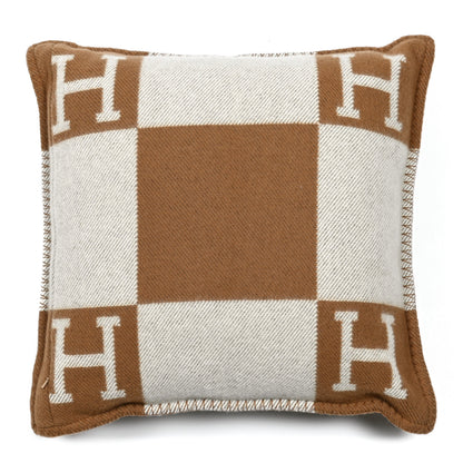 Hermes Wool Cashmere Avalon Pillow PM Ecru Camel 2 of 4
