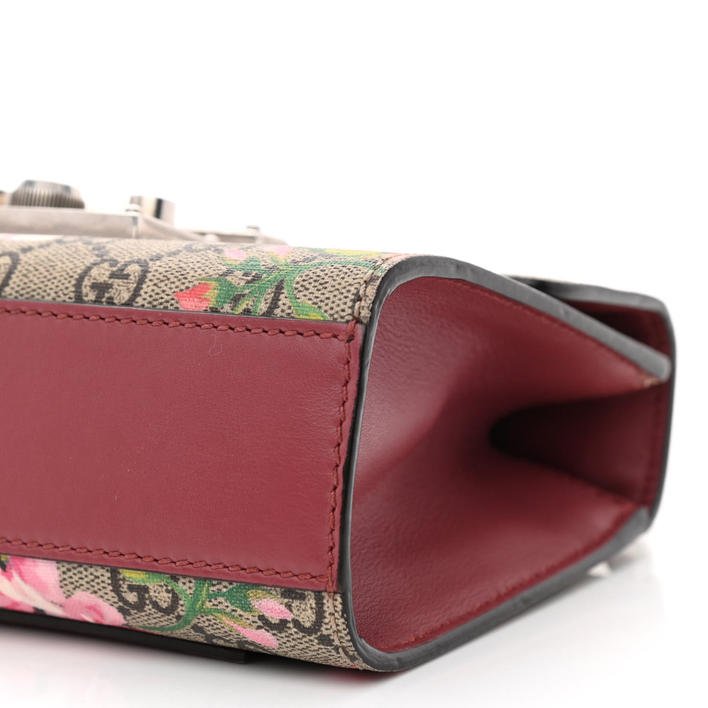 GG Supreme Monogram Blooms Small Padlock Shoulder Bag Beige Multicolor Dry Rose