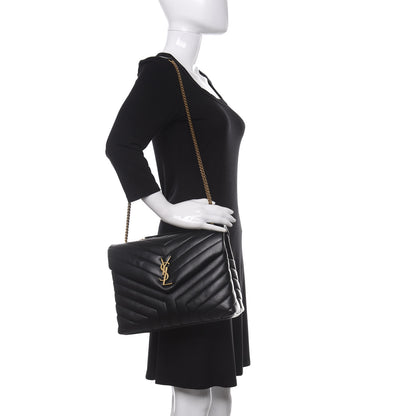 Saint Laurent Calfskin Y Quilted Monogram Medium Loulou Chain Satchel Black 3 of 15