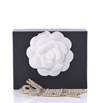 Chanel Crystal Cha-Nel Logo Drop Earrings Gold 5 of 5
