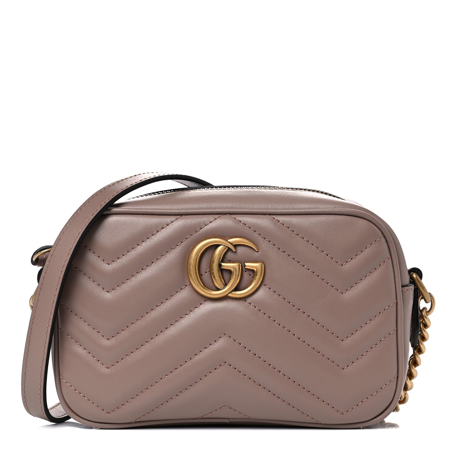 Calfskin Matelasse Mini GG Marmont Chain Shoulder Bag Porcelain Rose