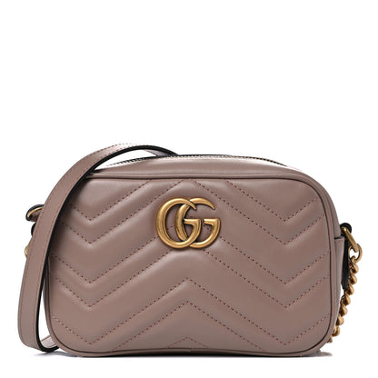 Gucci Calfskin Matelasse Mini GG Marmont Chain Shoulder Bag Porcelain Rose 1 of 11
