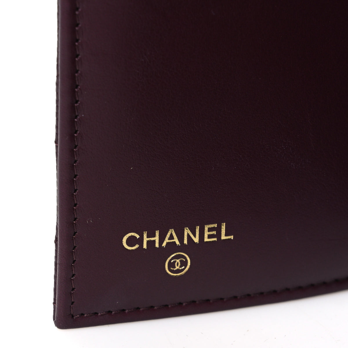 Caviar Quilted Chain Embossed CC Medium Flap Wallet Dark Burgundy