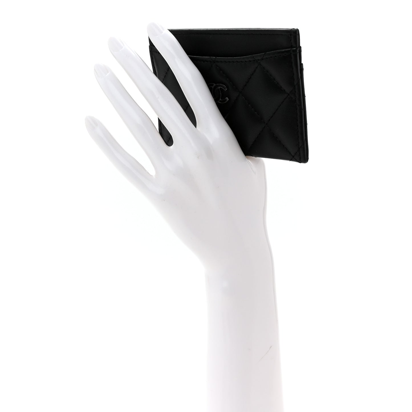 Pearly Lambskin Quilted Card Holder So Black