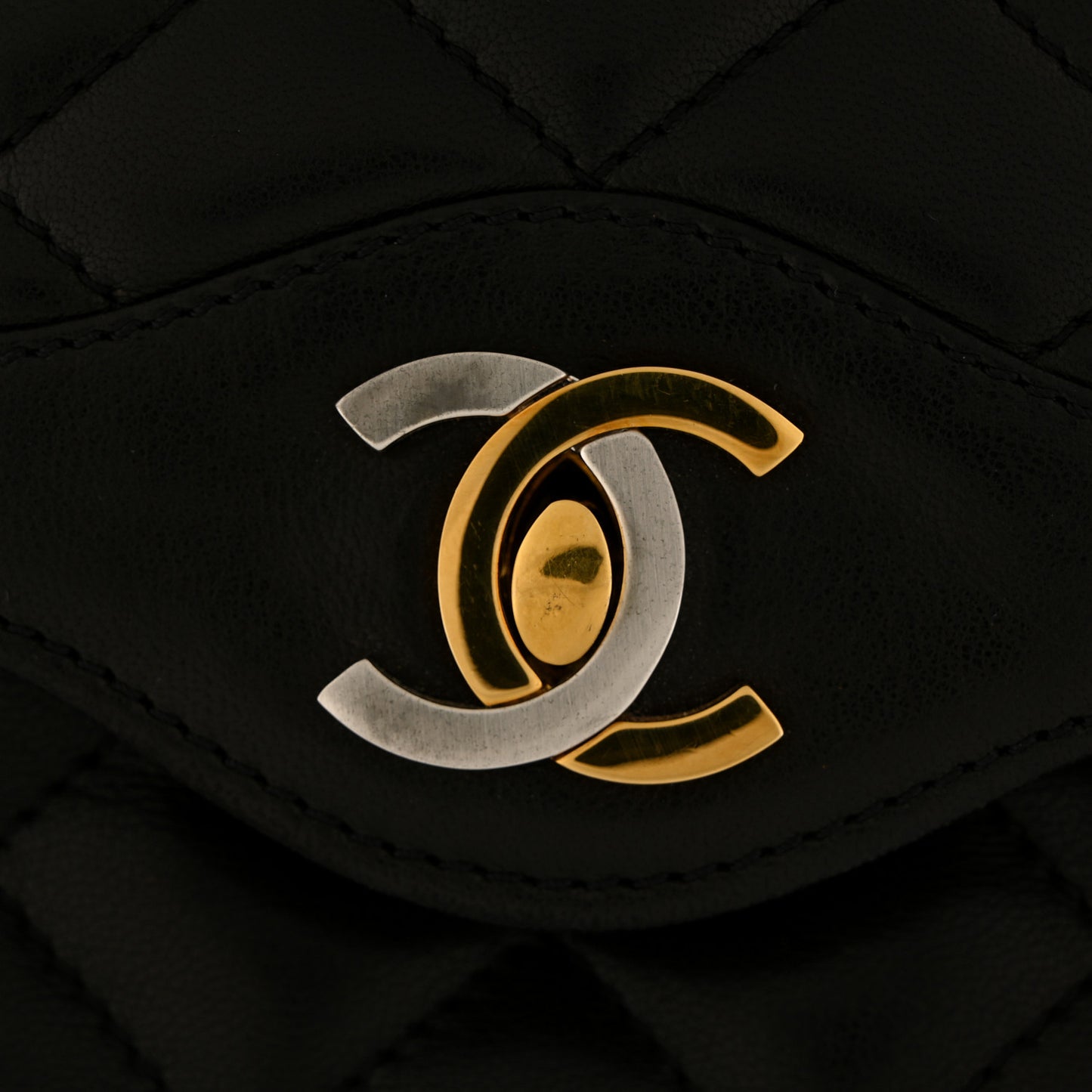 Lambskin Quilted Small Double Flap Black