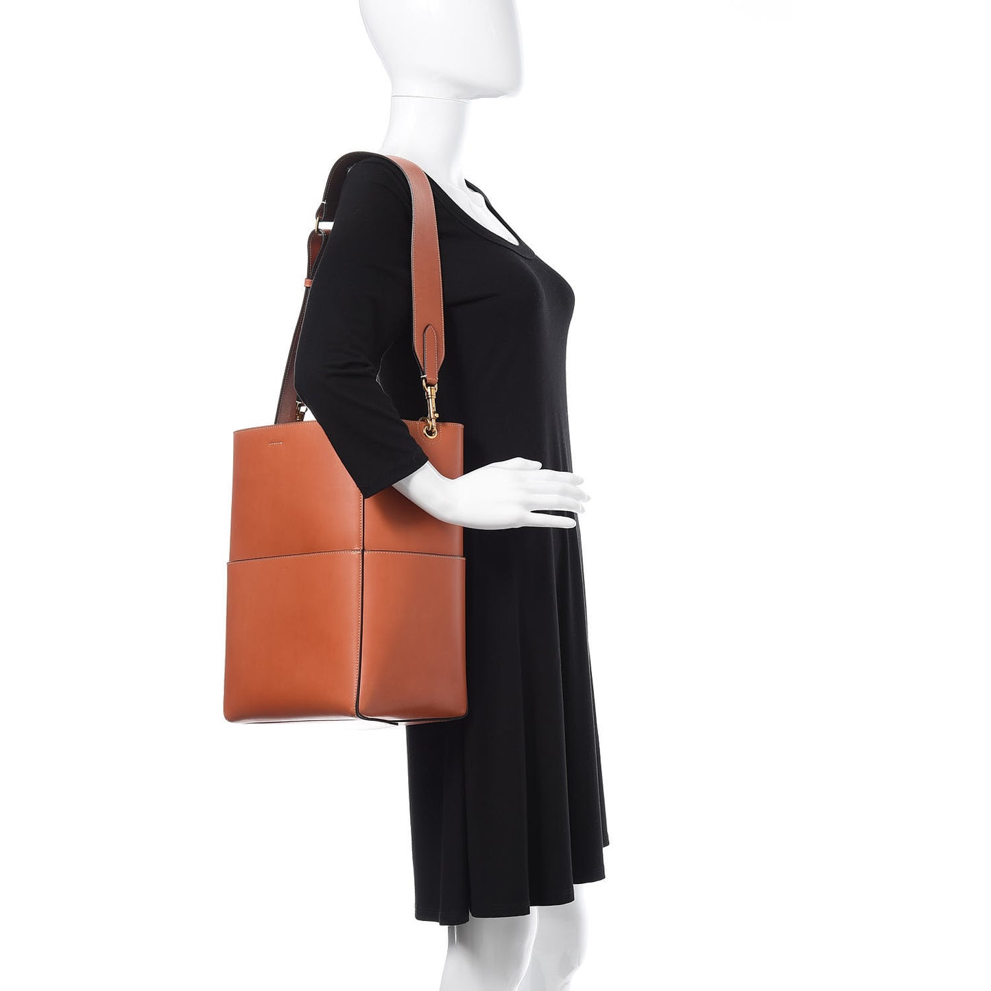 Natural Calfskin Sangle Bucket Bag Terracotta
