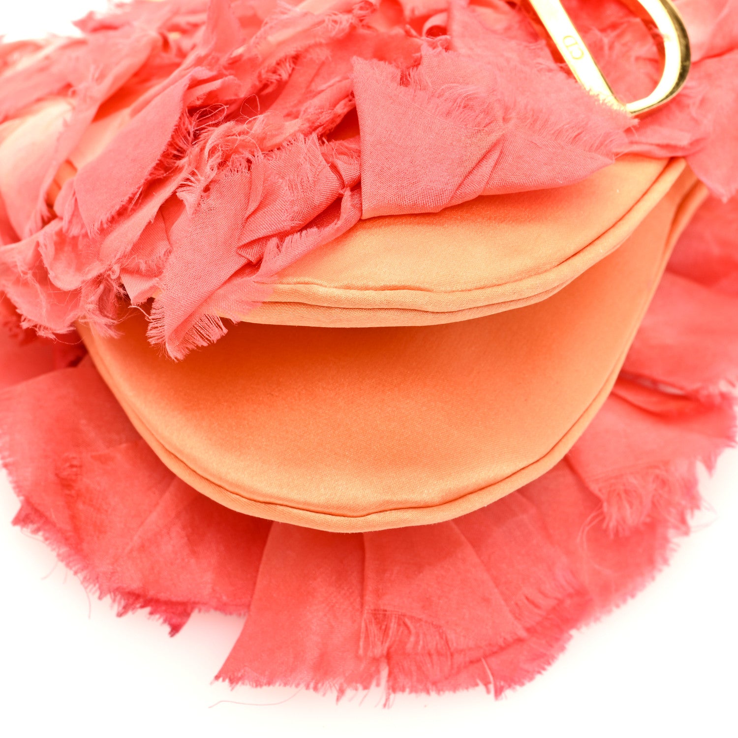 Christian Dior Silk Petal Applique Mini Saddle Orange 8 of 11