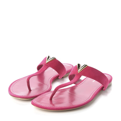 Louis Vuitton Suede Bahiana Flat Thong Sandals 39 Fuchsia 3 of 8