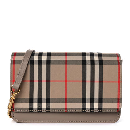 Burberry Calfskin Vintage Check Hayes Crossbody Beige 1 of 15