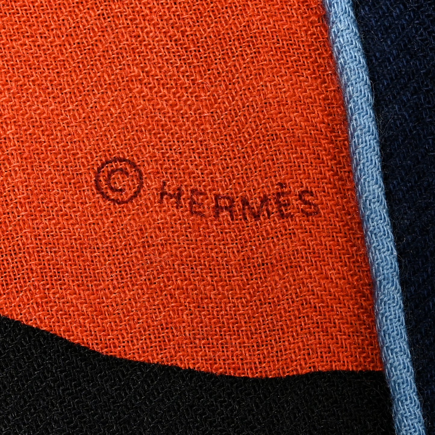 Cashmere Silk Last Night Rectangle Scarf Marine Orange Bleu