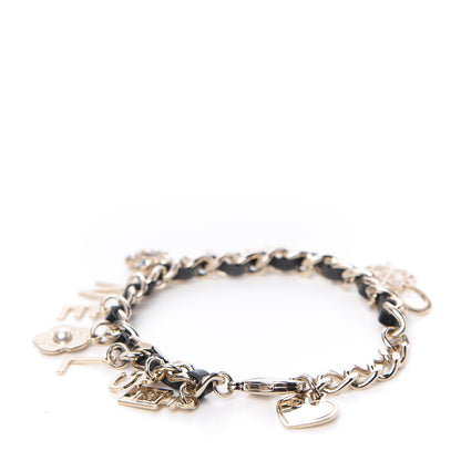 Chanel Lambskin Crystal CC Logo Charming Bracelet Gold Black 3 of 5