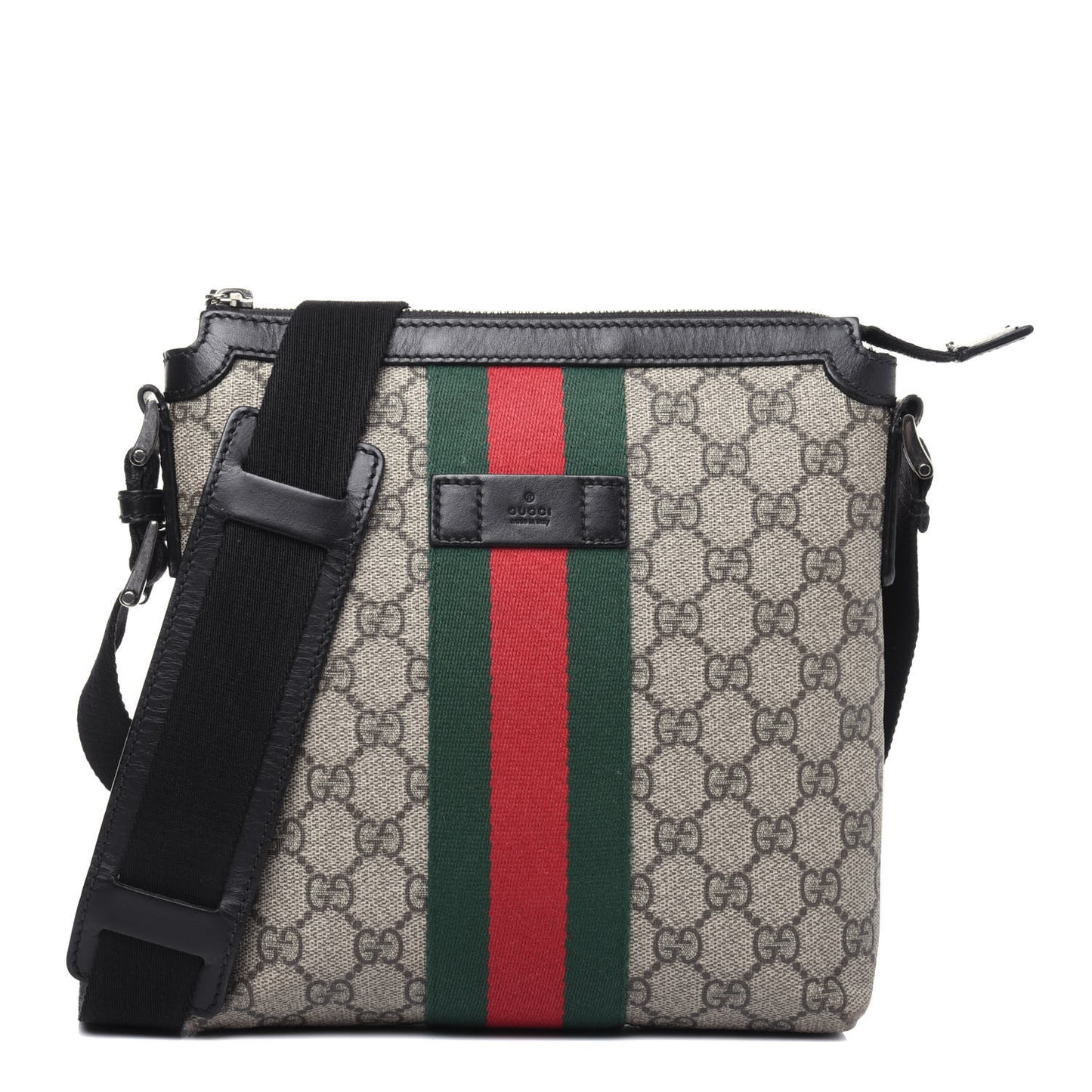 GG Supreme Monogram Web Messenger Bag Black