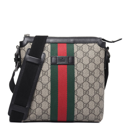Gucci GG Supreme Monogram Web Messenger Bag Black 1 of 19