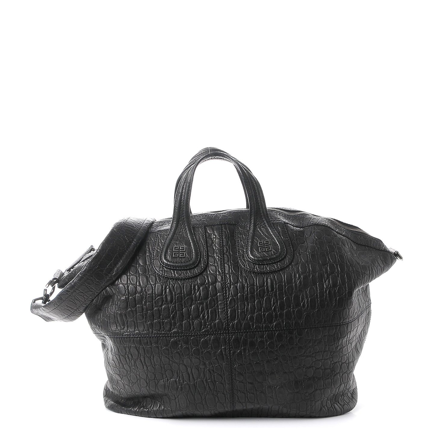 Calfskin Crocodile Embossed Large Nightingale Black