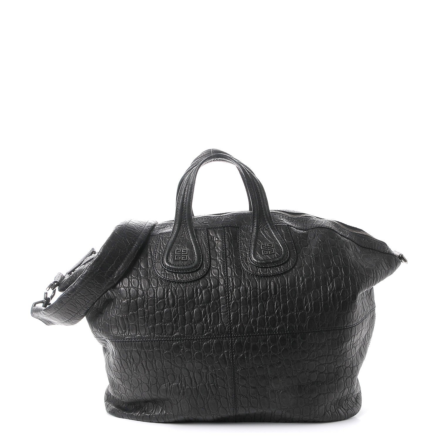 Givenchy Calfskin Crocodile Embossed Large Nightingale Black 1 of 7