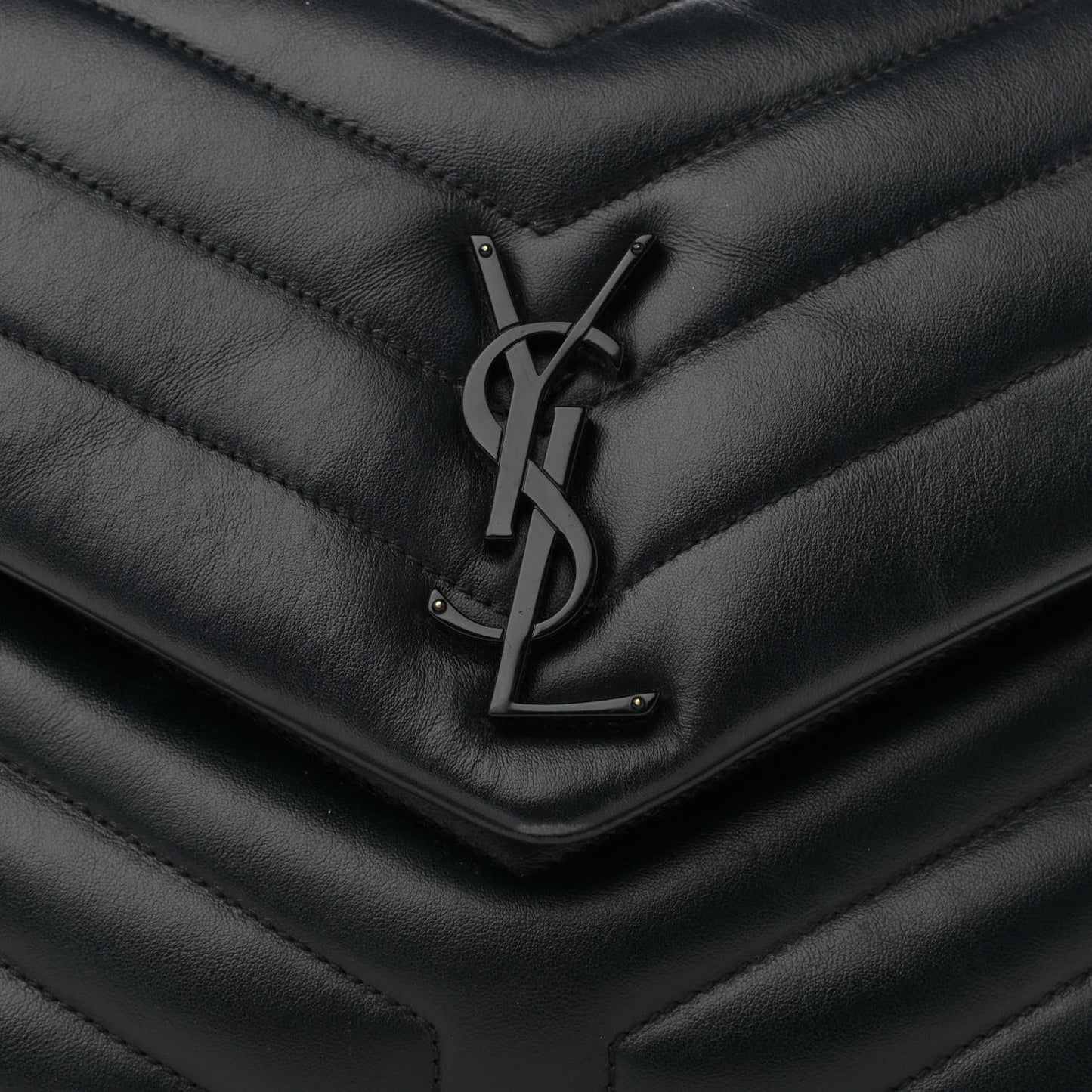 Calfskin Y Quilted Monogram Medium Loulou Chain Satchel Black