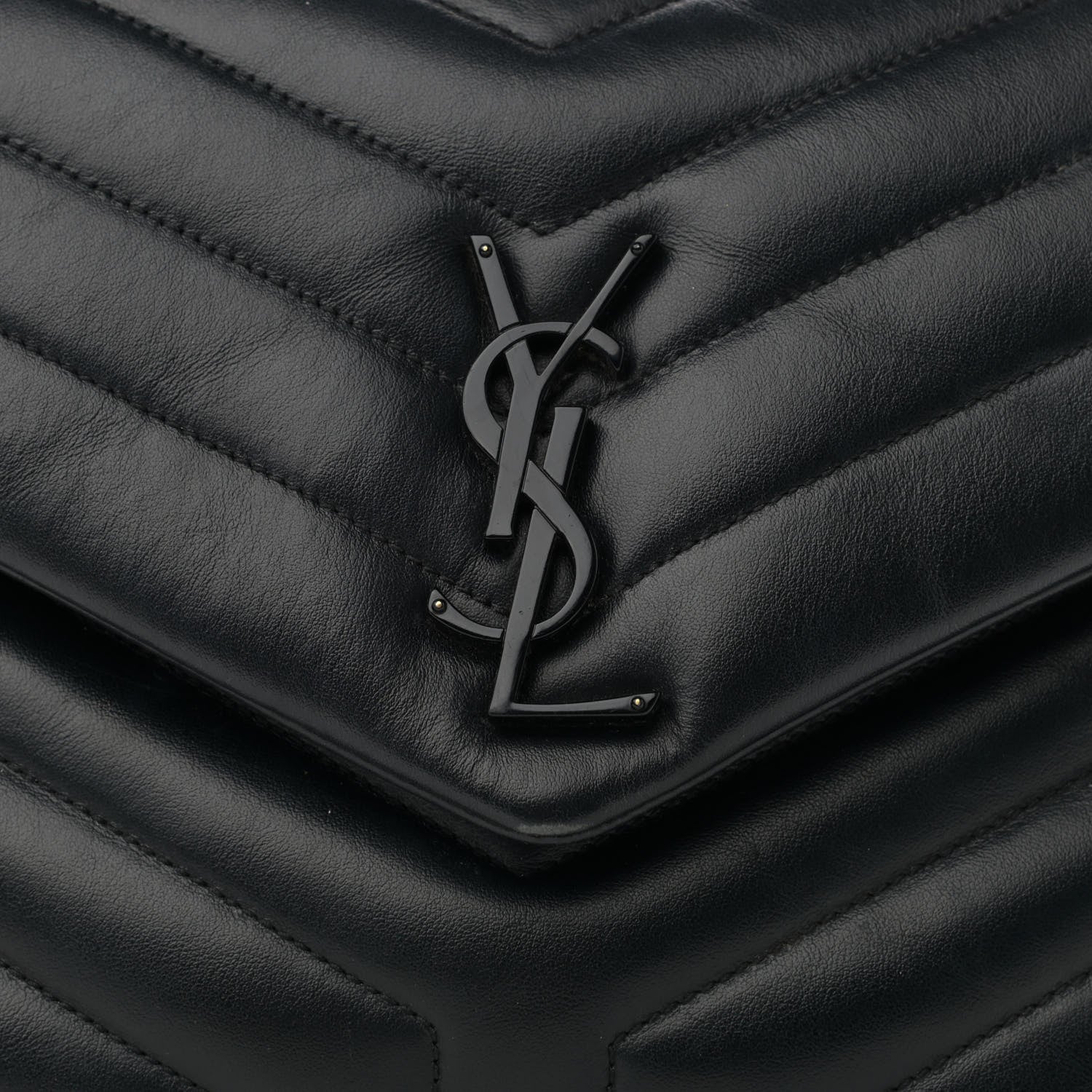 Saint Laurent Calfskin Y Quilted Monogram Medium Loulou Chain Satchel Black 10 of 15