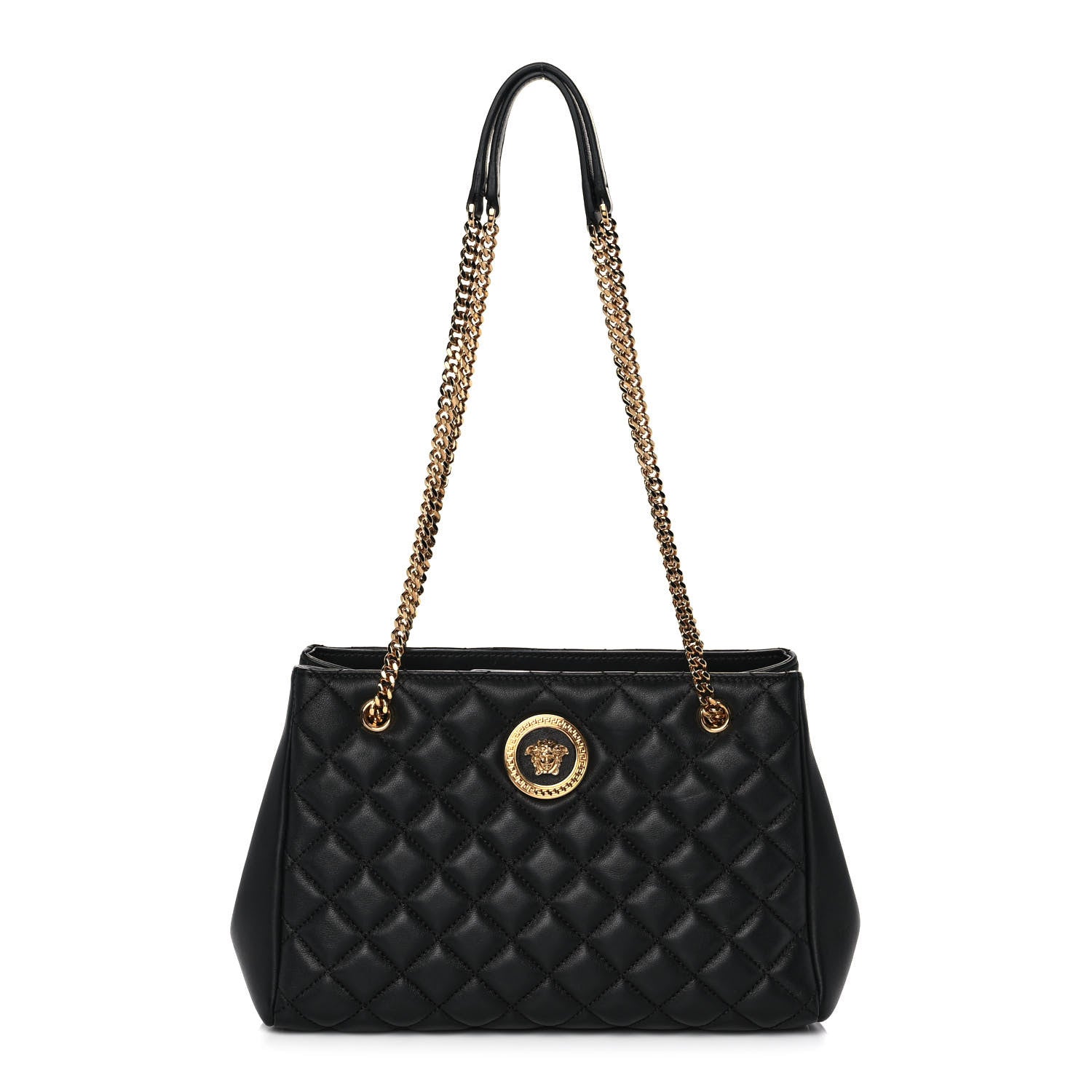 Versace Nappa Quilted Medusa Chain Shoulder Bag Black 1 of 11