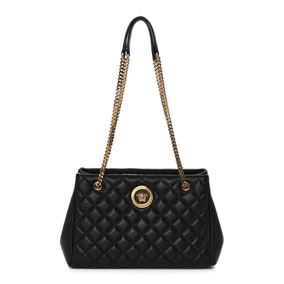 Versace Nappa Quilted Medusa Chain Shoulder Bag Black 1 of 11