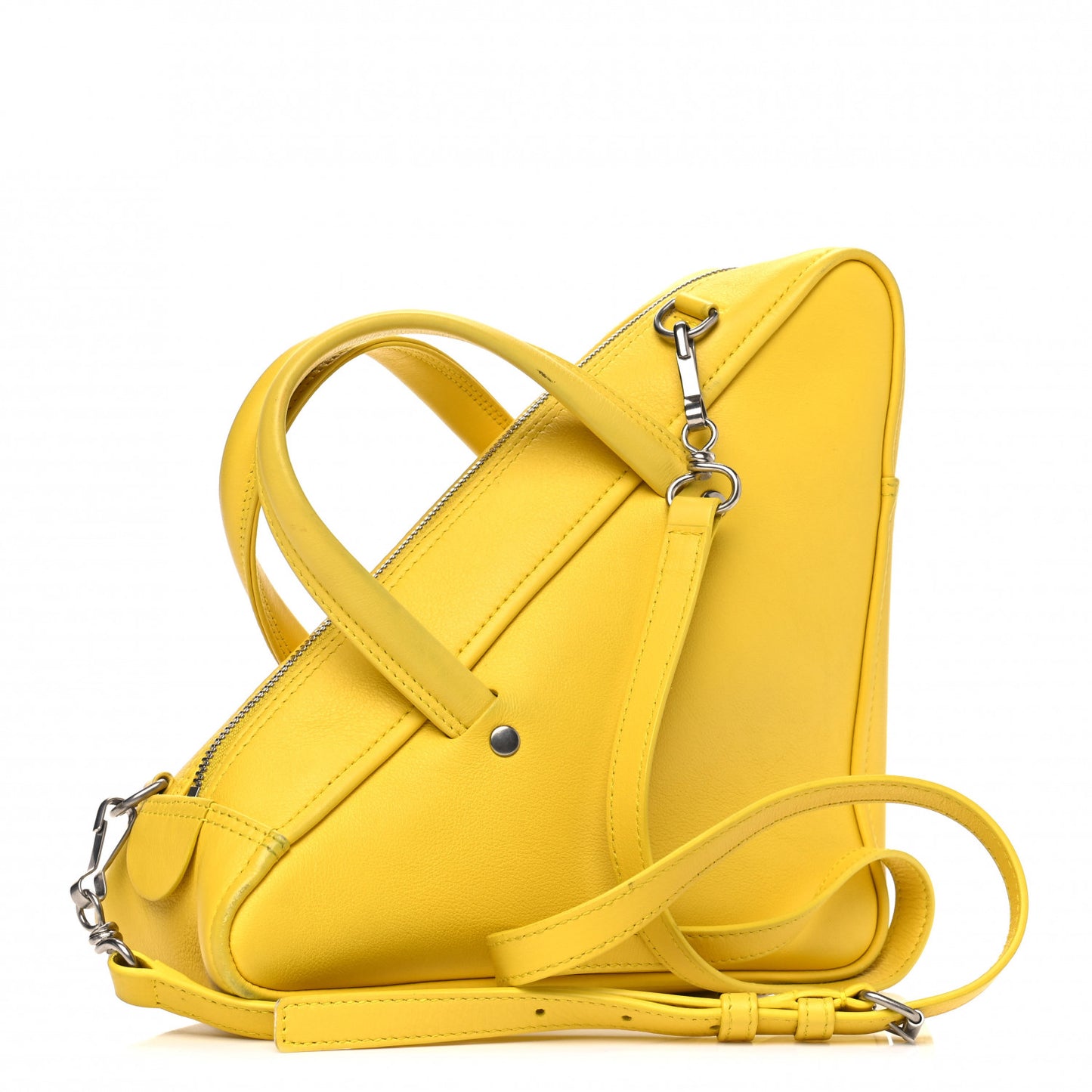 Shiny Day Calfskin Logo S Triangle Duffle Jaune Black