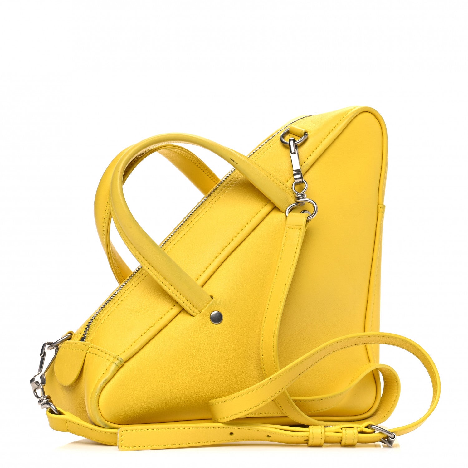 Balenciaga Shiny Day Calfskin Logo S Triangle Duffle Jaune Black 2 of 11