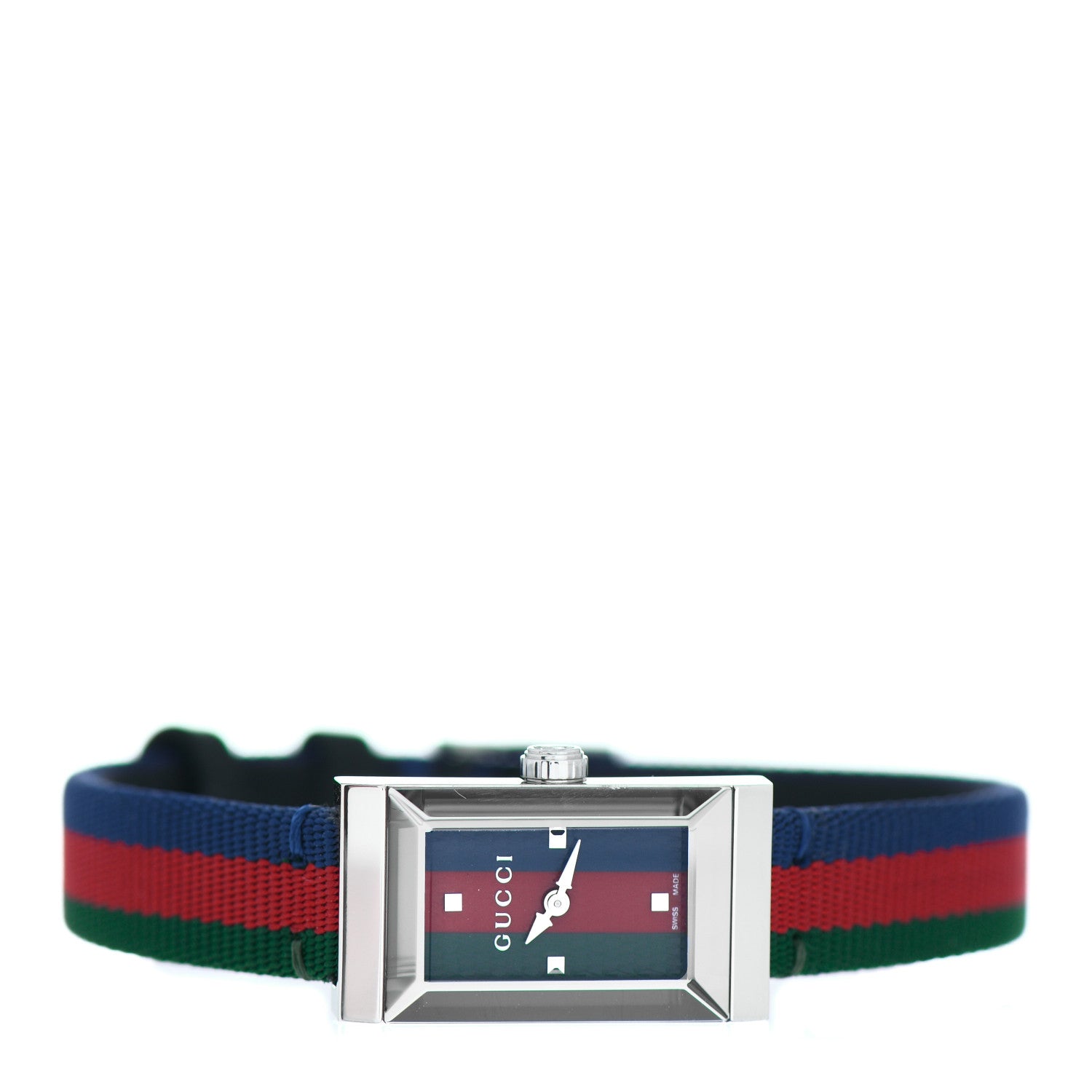 Gucci Stainless Steel Nylon 14mm Web G-Frame Quartz Watch Green 2 of 5