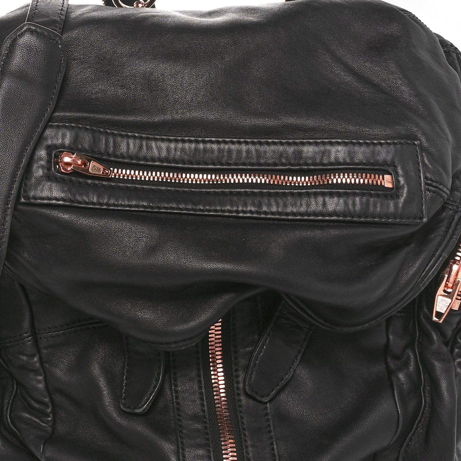 Alexander Wang Lambskin Marti Backpack Bag Washed Black Rose Gold Hardware 7 of 9
