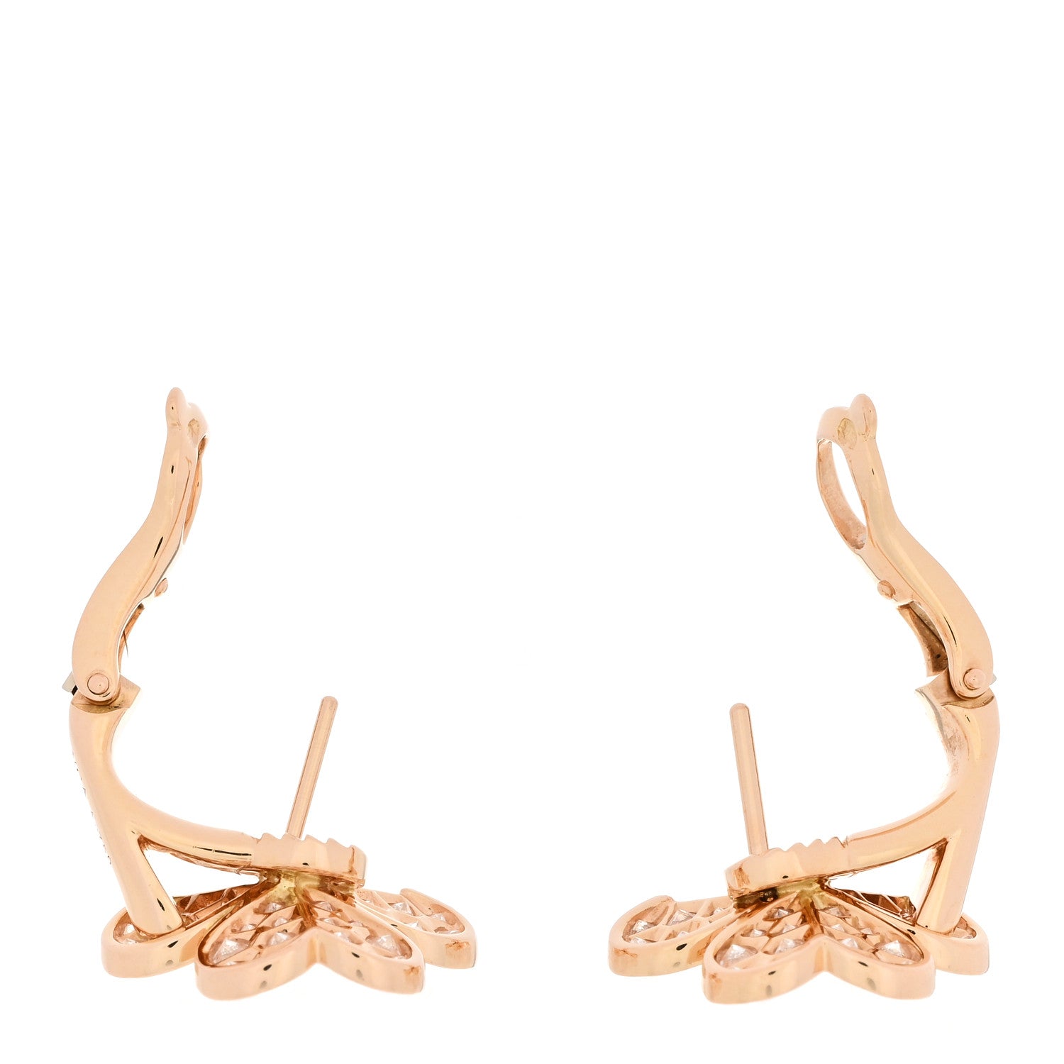 Van Cleef & Arpels 18K Rose Gold Diamond Small Frivole Pave Earrings 3 of 5