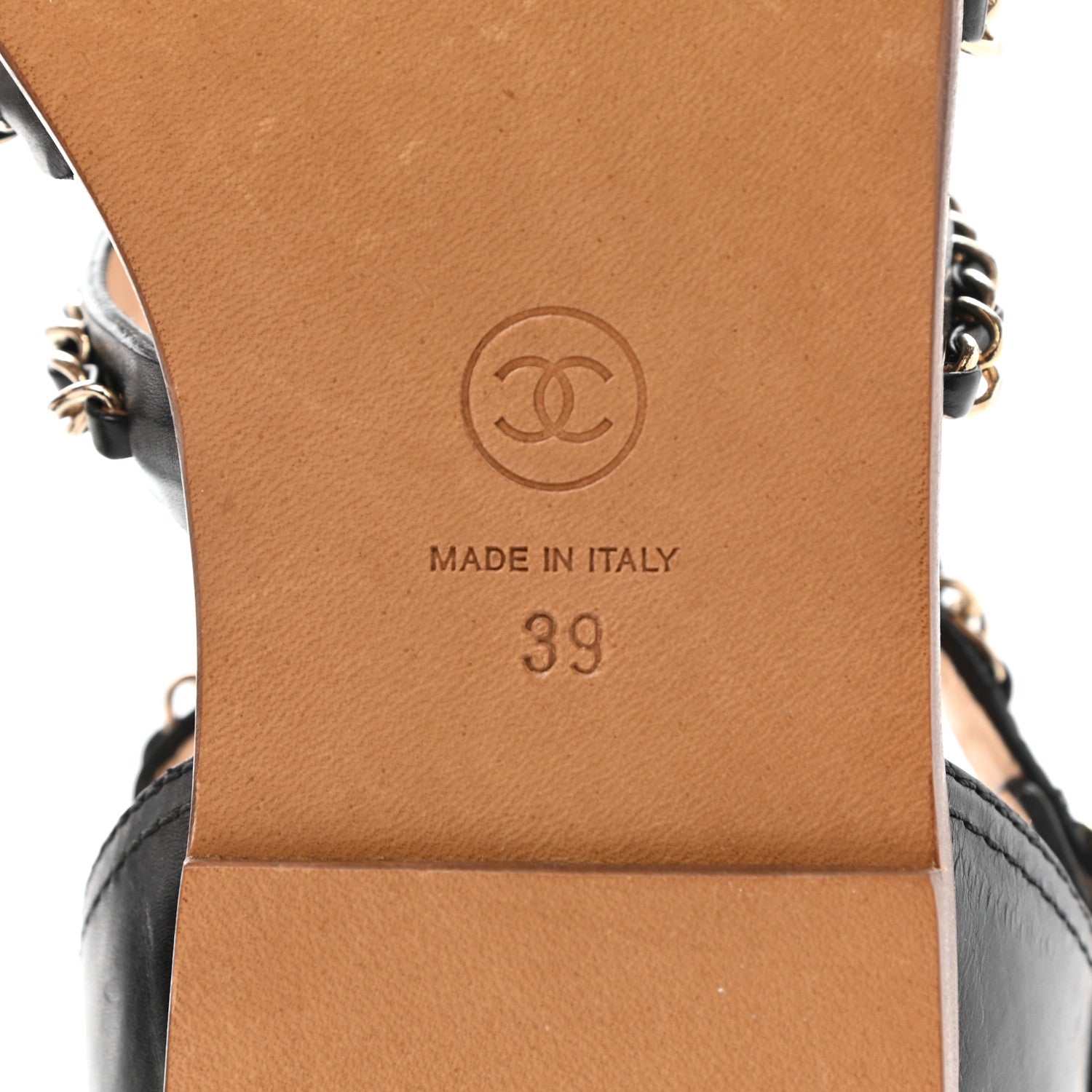 Chanel Calfskin Fantasy Chain Flat Sandals 39 Black 7 of 10
