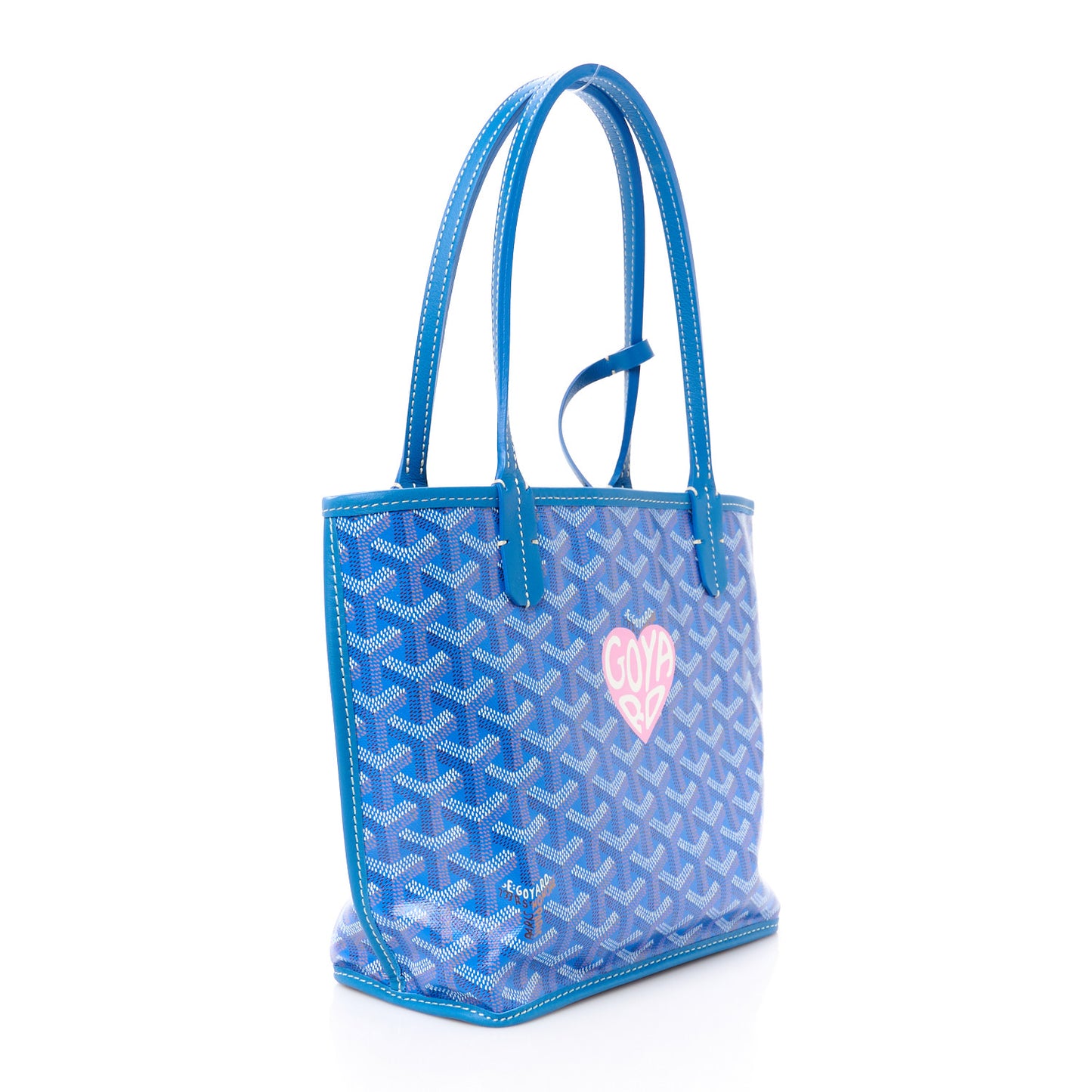 Goyardine Coeur Reversible Mini Anjou Sky Blue