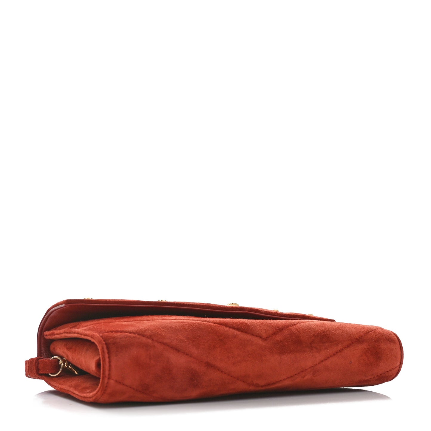 Suede Chevron Quilted Mini CC Button Clutch Red