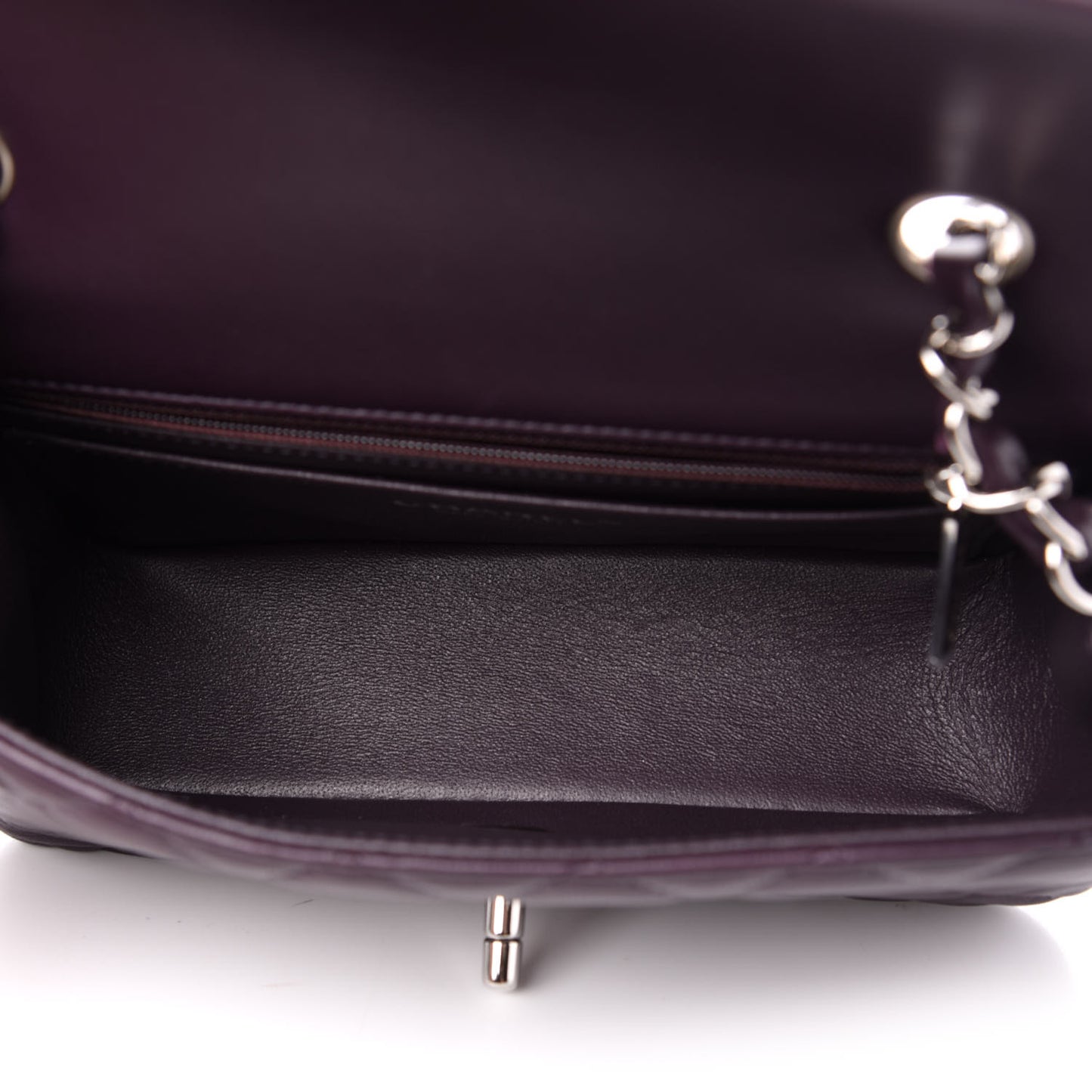 Lambskin Quilted Mini Rectangular Flap Dark Purple
