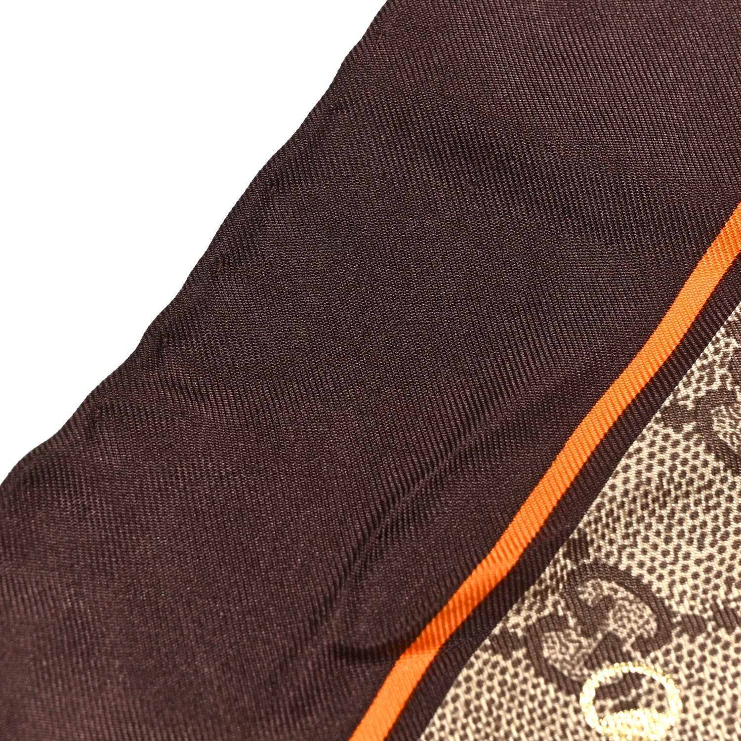 Gucci Silk Twill GG Monogram GG Gold Horsebit Square Scarf Brown Orange 5 of 5