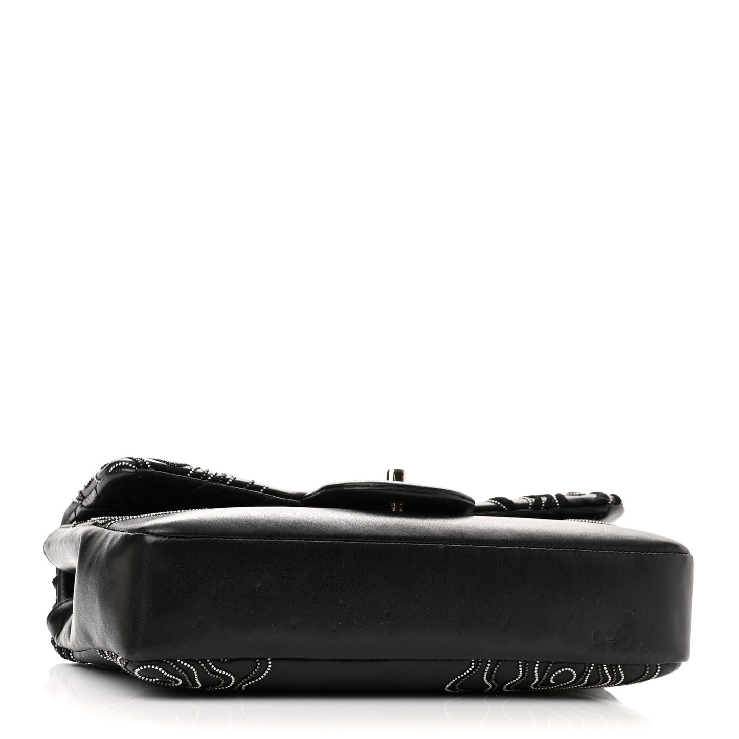 Lambskin Embroidered Camellia Follies Flap Black